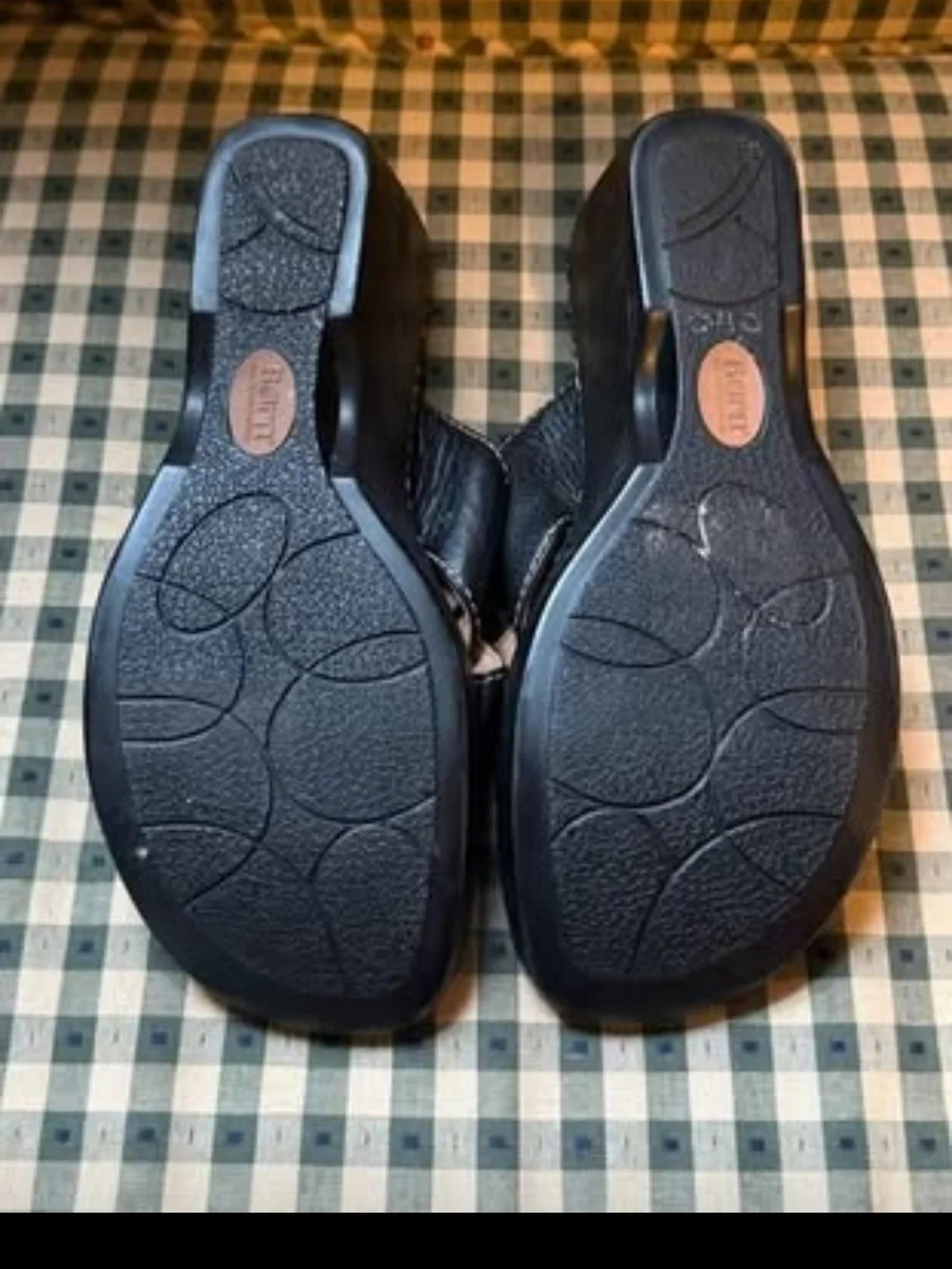 Born Black Leather Buckle Slide Sandals